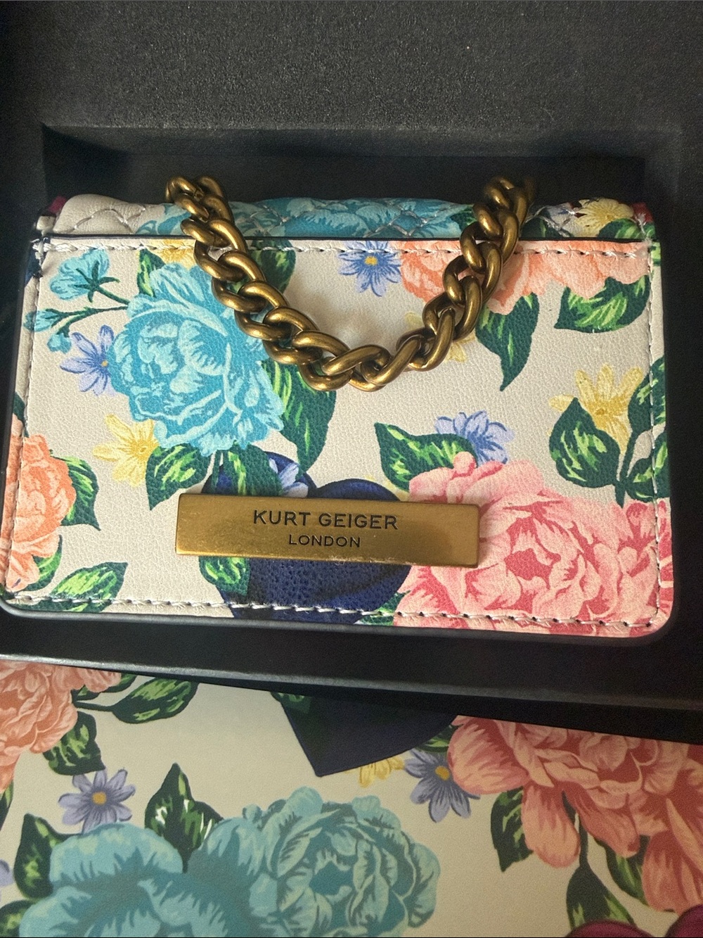 Kurt Geiger London Micro Kensington Floral Printed Crossbody-Bone Combination - Picture 4 of 7